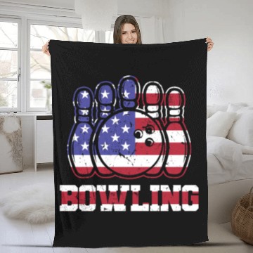 Discover bowling america flag - cone skittles bowlers Fleece Blankets