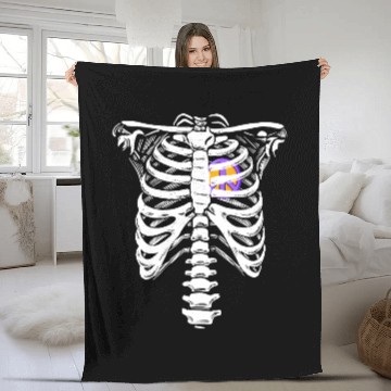 Discover Peace Sign Heart Skeleton Rib Cage Halloween Peace Fleece Blankets