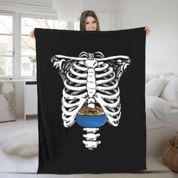 Discover Japanese Food Skeleton Rib Cage Skeleton Ate Ramen Fleece Blankets