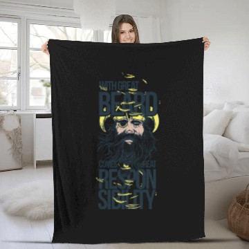 Discover Ladies My Eyes Are Up Here Beard quote gift idea Fleece Blankets