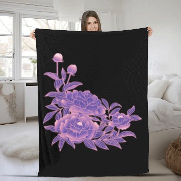 Discover Asexual Spectrum Pride Peony Flower Arrangement Fleece Blankets