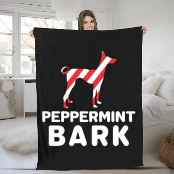 Discover Ibizan Hound Dog Christmas Funny Peppermint Bark Fleece Blankets