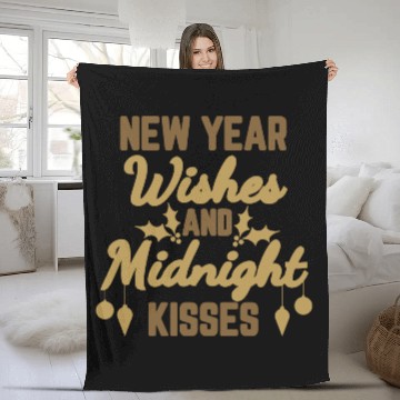 Discover New Year Wishes And Midnight Kisses Fleece Blankets