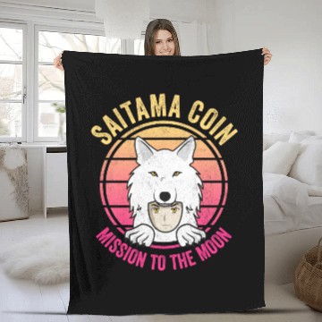 Discover Saitama coin mission to the moon Crypto Token Fleece Blankets