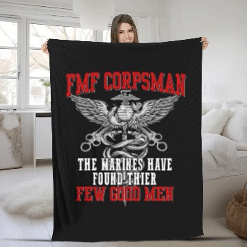 Discover FMF Devil US Navy Corpsman DOC Badass Army Veteran Fleece Blankets