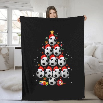 Discover Soccer Balls Christmas Tree Fleece Blankets