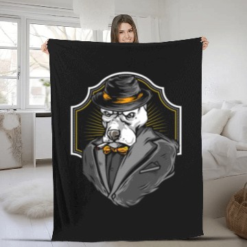 Discover Smoking American Stafford In A Tuxedo Fleece Blankets