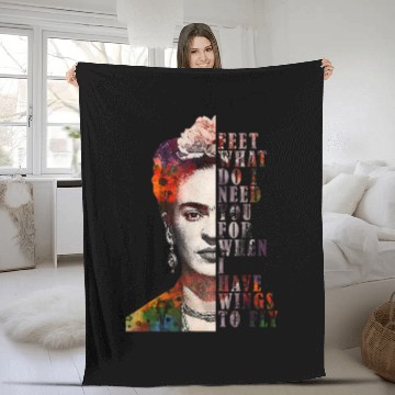 Discover I Have Wing To Fly Frida Kahlo Women Empower 4666 Fleece Blankets