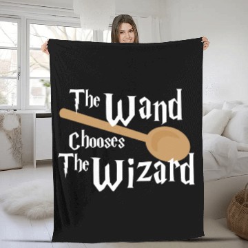 Discover The Wand Chooses The Wizard with Wooden Spoon Fleece Blankets