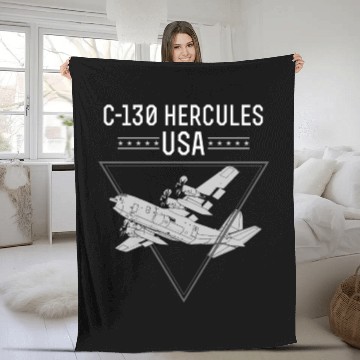 Discover C 130 Hercules US Airborne Fighter Pilot Fleece Blankets