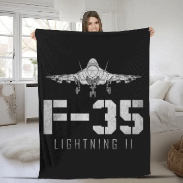 Discover F 35 Lightning II US Airborne Fighter Pilot Fleece Blankets