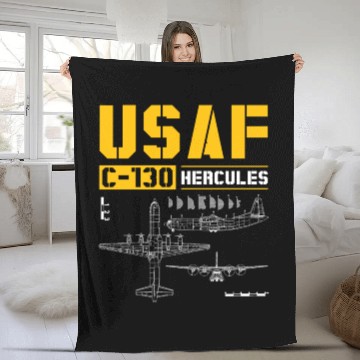Discover C 130 Hercules US Airborne Fighter Pilot Fleece Blankets