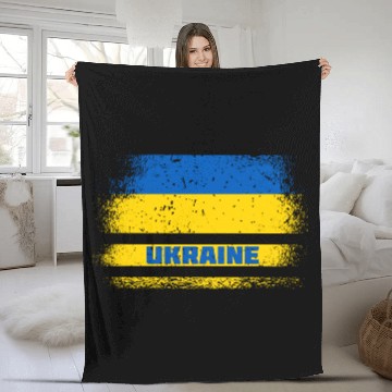 Discover Ukraine vintage flag Fleece Blankets