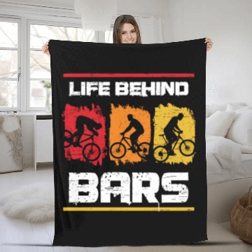 Discover MTB Mountain Bike Life Behind Bars Mountain Biking Fleece Blankets