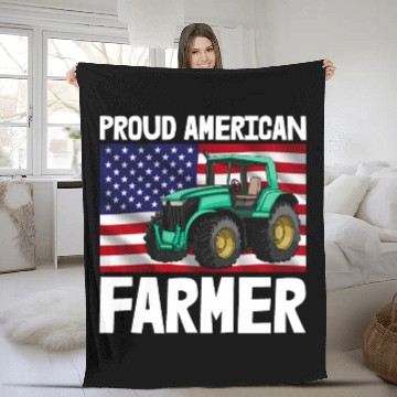 Discover Proud American Farmer Tractor Fleece Blankets
