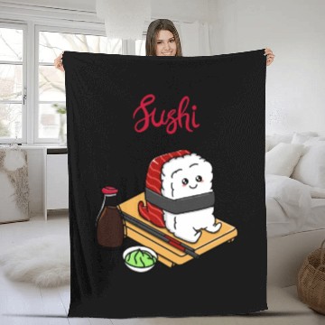Discover Happy Tuna Sushi Fleece Blankets