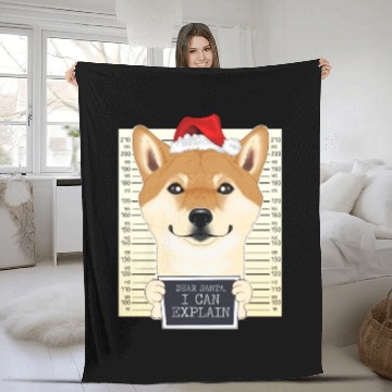 Discover Dear Santa I Can Explain Shiba Inu Christmas Fleece Blankets