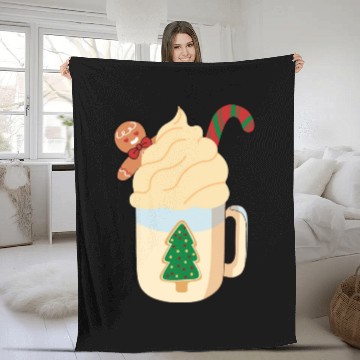 Discover Candy Cane and Hot Cocoa, Hot Chocolate Fleece Blankets
