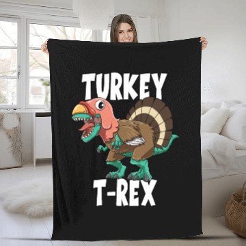 Discover Turkey Dino for a Thanksgiving and dino lovers Fleece Blankets