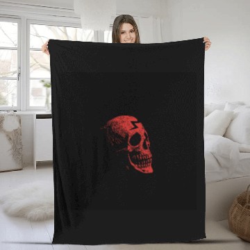 Discover Red Skull with lightning Fleece Blankets