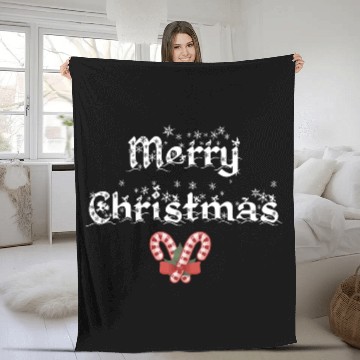 Discover Merry Christmas Winter Candy Canes Fleece Blankets