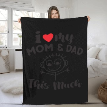 Discover I Love My mom and dad This Much fathers day gift Fleece Blankets