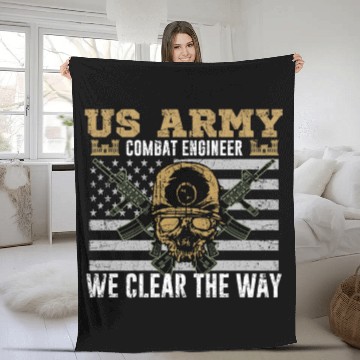 Discover Vintage US Army Combat Engineer 12B Military Pride Fleece Blankets
