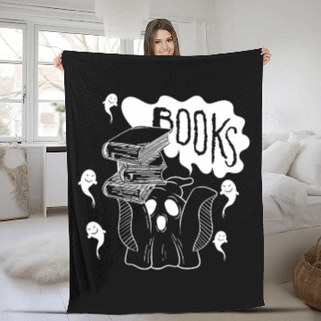 Discover Boooks Halloween Ghost Books Librarian Reader Fleece Blankets
