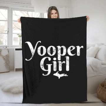 Discover Yooper Girl Ladies Upper Peninsula Michigan Gift M Fleece Blankets