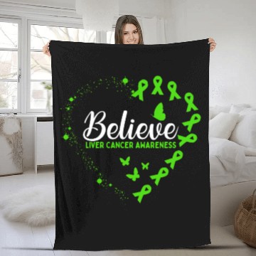 Discover Green Butterfly Liver Cancer Awareness Fleece Blankets