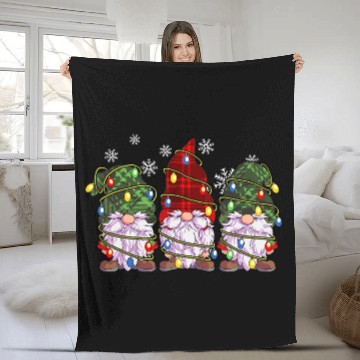 Discover Three Gnomes Fleece Blankets Men Women Buffalo Plaid Red Chr