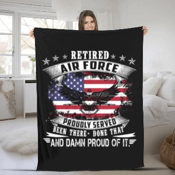 Discover Retired Air Force Veteran US Flag Bald Eagle Baseball Jackets Fleece Blankets