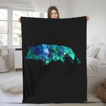 Discover Aurora Galaxy Wolf Fleece Blankets