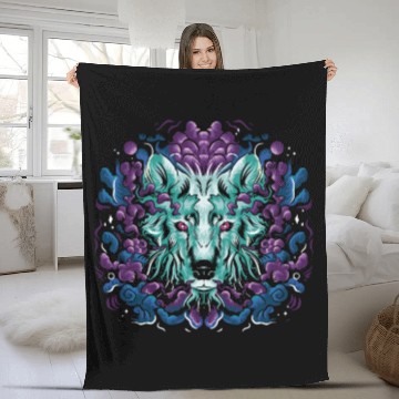 Discover Galaxy Wolf design Fleece Blankets