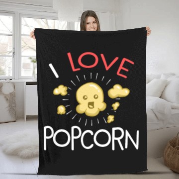 Discover I Love Popcorn Movie Theater Fleece Blankets