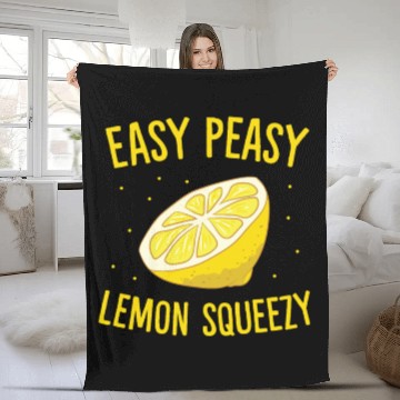 Discover Easy Peasy Lemon Squeezy Funny Lemons Summer Fleece Blankets