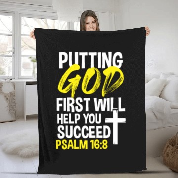 Discover god first place Fleece Blankets