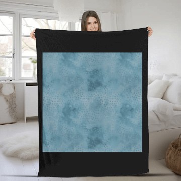 Discover Blue Floral Leaves Batik Pattern Fleece Blankets