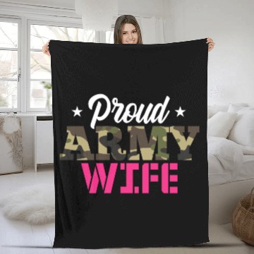 Discover Proud Army Wife Camo Military Spouse Fleece Blankets