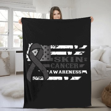 Discover USA Flag SKIN Cancer Awareness Fleece Blankets