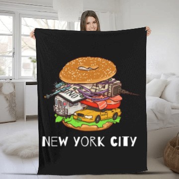 Discover New York City Bagel with Everything NYC Fleece Blankets