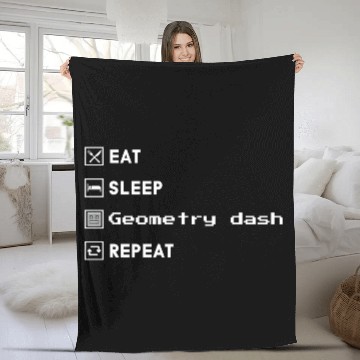 Discover Eat Sleep geometry dash repeat Fleece Blankets