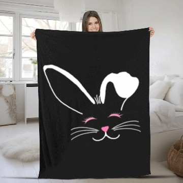 Discover Easter Bunny Face Fleece Blankets
