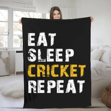Discover eat sleep cricket Fleece Blankets