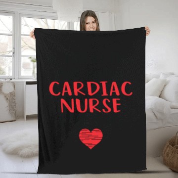 Discover Cardiac Nurse Valentines Funny Red Heart Fleece Blankets