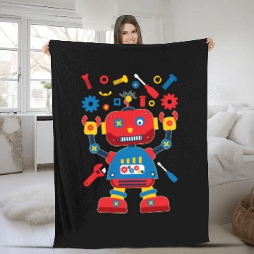 Discover Robot Engineer Science Technology Robots Fleece Blankets