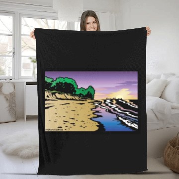 Discover Purple Twilight Indiana Dunes Poster Fleece Blankets