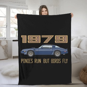 Discover Birds Fly Nocturne Blue w Gold Graphics Fleece Blankets