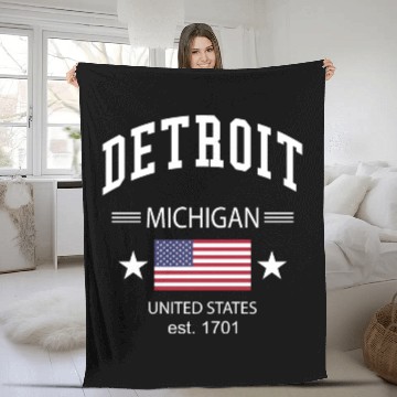 Discover Detroit Fleece Blankets