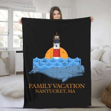 Discover Matching Family Vacation Nantucket Massachusetts Fleece Blankets